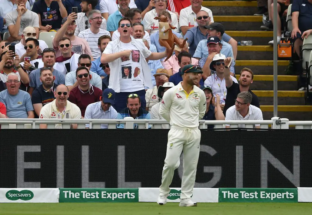 David Warner's Epic Response To Fan Who Called Him A "Warner You F*cking Cheat"(Photo by Gareth Copley/Getty Images)