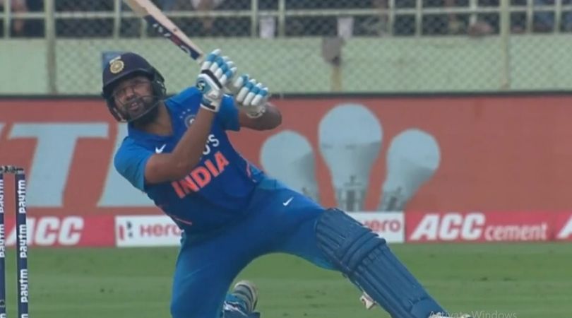 WATCH: Rohit Sharma hits a massive six even after losing the balance in Jason Holder Bowling